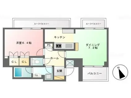 パーク・ノヴァ府中(1LDK/8階)の間取り写真