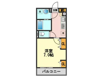 リブリ・瑞江(1K/1階)の間取り写真