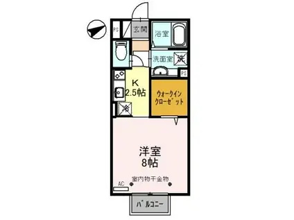 オーブ フチュール(1K/2階)の間取り写真