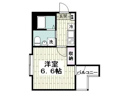 ビリーヴヒル弐番舘(1K/1階)の間取り写真