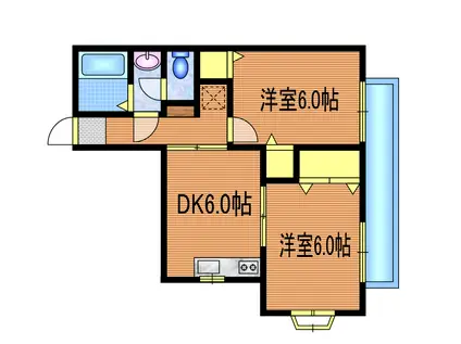 ハイムのばら(2DK/1階)の間取り写真