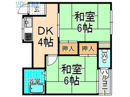 アスエハイツ(2DK/1階)の間取り写真
