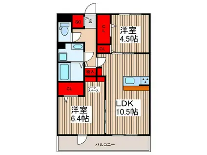 エース美園第一ビル(2LDK/3階)の間取り写真