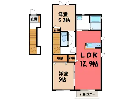 スイートC(2LDK/2階)の間取り写真