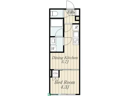 カパリリ中野南台(1DK/2階)の間取り写真