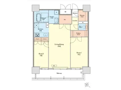 RJRプレシア天神サウス(2LDK/16階)の間取り写真