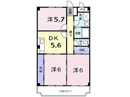 シャルマンK&L(3DK/2階)の間取り写真