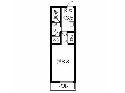 リブレア日比野西B(1K/1階)の間取り写真