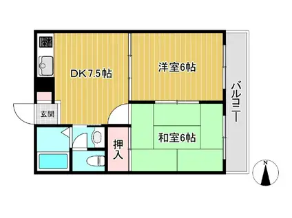 ローヤルコーポ(2DK/1階)の間取り写真