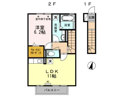 アミティア(1LDK/2階)の間取り写真