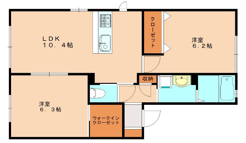 メゾン・グレース A棟(2LDK/1階)の間取り写真