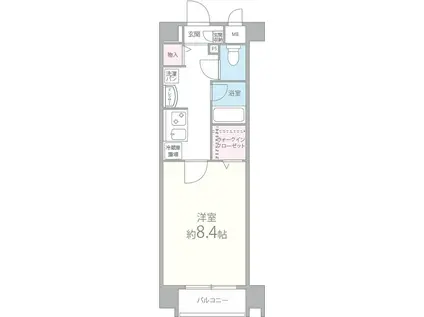 阪急京都線 西院駅(阪急) 徒歩7分 4階建 築16年(1K/3階)の間取り写真