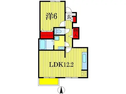 グリーンフィールドII(1LDK/1階)の間取り写真