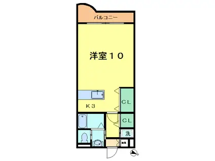 エヴァーグリーン水前寺弐番館(1K/3階)の間取り写真