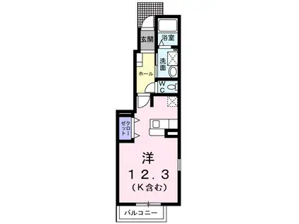 アーバンコートC(ワンルーム/1階)の間取り写真