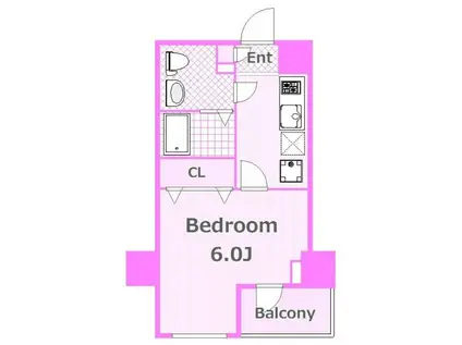 ログ桜木町(1K/2階)の間取り写真