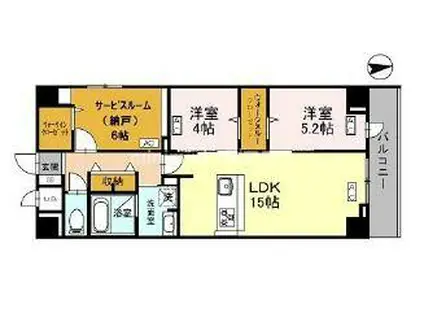 シスネ難波宮(2SLDK/2階)の間取り写真