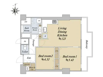 三条高倉アーバンライフ(2LDK/3階)の間取り写真