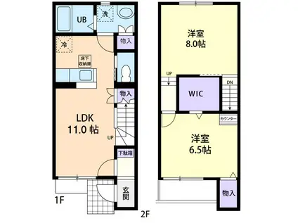 シルフィード B棟(2LDK/1階)の間取り写真