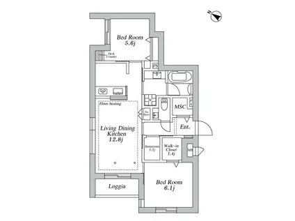 GREENCREST(2SLDK/3階)の間取り写真