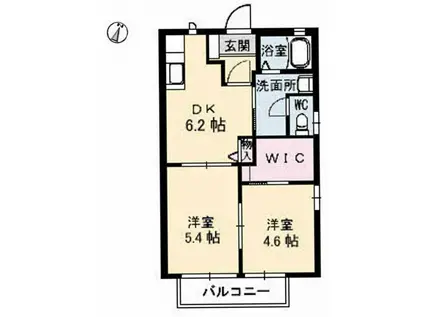 姫山フィルハーモニーコンセルトヘボウ(2DK/2階)の間取り写真