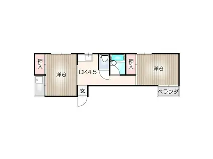 サンデンハイツ(2DK/1階)の間取り写真