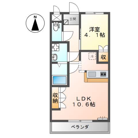 ラ・ティエラ(1LDK/1階)の間取り写真