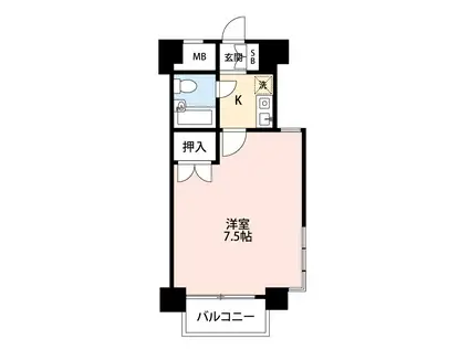 ペリエール菊名(1K/2階)の間取り写真