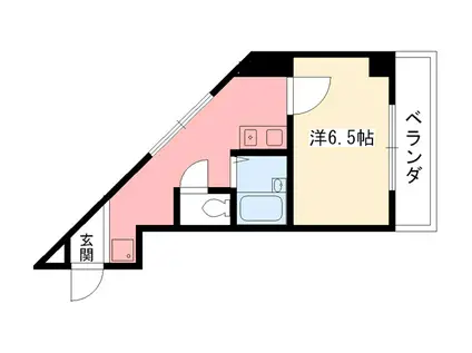 ウエストパレス(1K/3階)の間取り写真