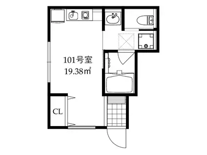 GREEN G SAKURAGAOKA(ワンルーム/1階)の間取り写真