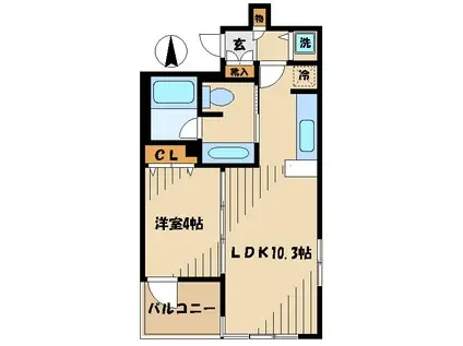 カスタリア高輪台(1LDK/5階)の間取り写真