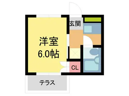 ディア甲子園(1K/1階)の間取り写真