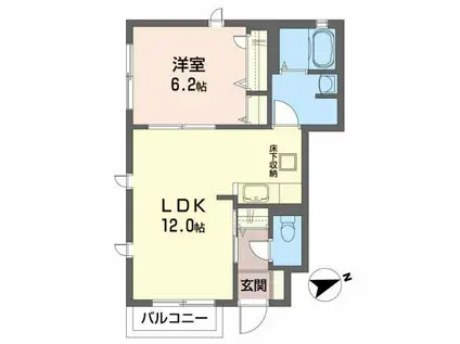 ディアスI(1LDK/1階)の間取り写真
