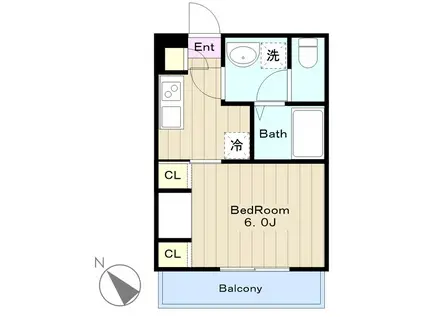 リブリ・OCEAN MAUVE(1K/1階)の間取り写真