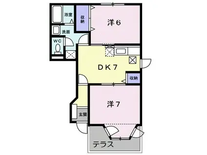 クレストール花水木A(2DK/1階)の間取り写真