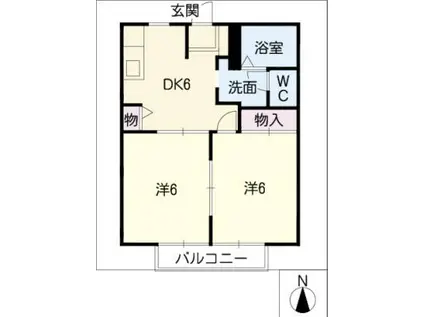 パル牧の池(2DK/2階)の間取り写真