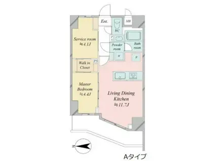 ドゥーエ王子神谷(1SLDK/1階)の間取り写真