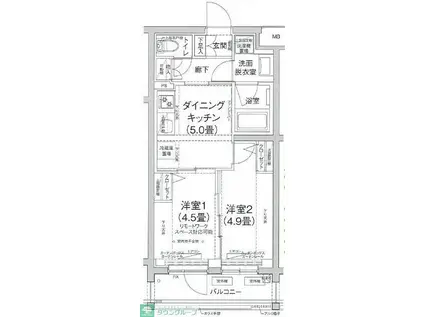 ルフレ田園調布南(2DK/3階)の間取り写真