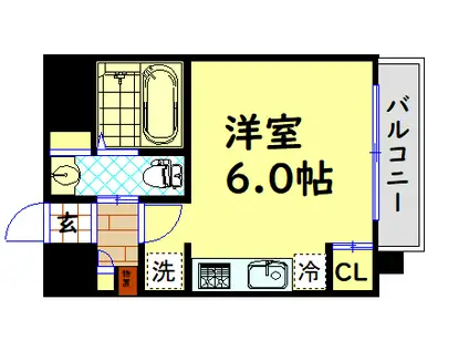 PARK HILLS難波南 HANEUL(1K/3階)の間取り写真
