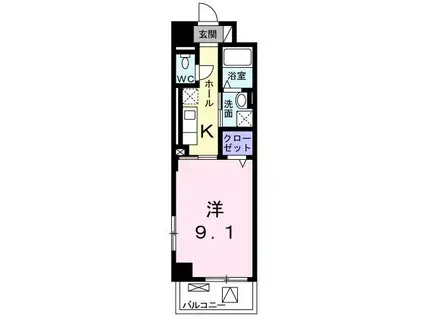 シエロ フィオーレ(1K/6階)の間取り写真
