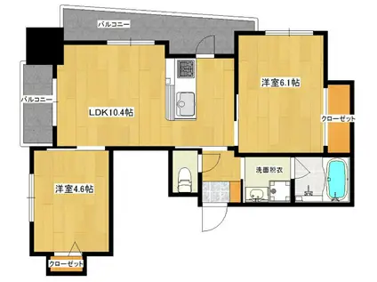 アイリスコート田上(2LDK/2階)の間取り写真