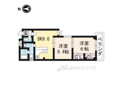シャルル大津(2DK/3階)の間取り写真