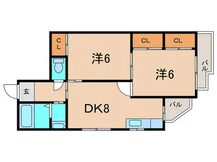 昌和十三マンション(2DK/3階)の間取り写真