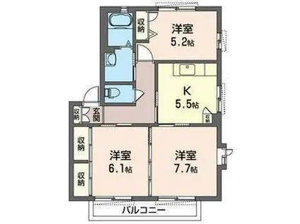 ブランミュールC(3K/1階)の間取り写真
