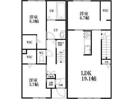 CHERE FAMILLE北円山(3LDK/1階)の間取り写真