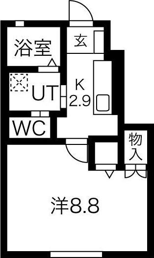 ルーブル大沼II(1K/1階)の間取り写真