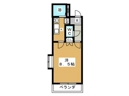 コーポルミナス(1K/1階)の間取り写真