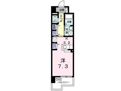 ウェーブII(1K/7階)の間取り写真