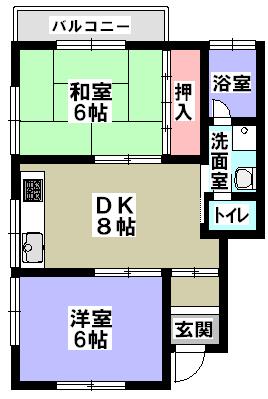 八木ハイツ(2DK/2階)の間取り写真