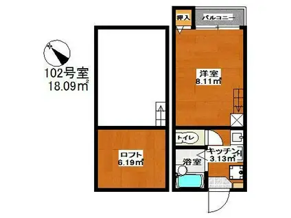 サンシティ箱崎(1K/1階)の間取り写真